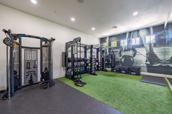 24-Hour state-of-the-art exercise facility featuring cardio equipment, multi-station weight machines and tvs